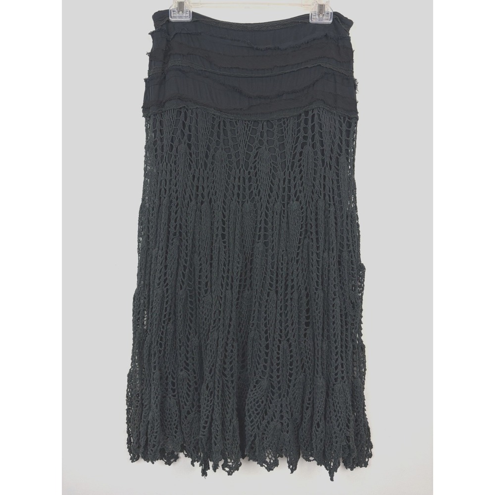 Dimri Crochet Skirt Womens Medium Black Festival Boho Bohemian Hippie